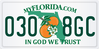 FL license plate 0308GC