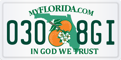 FL license plate 0308GI