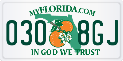 FL license plate 0308GJ