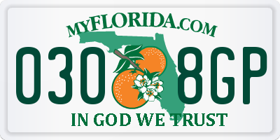 FL license plate 0308GP