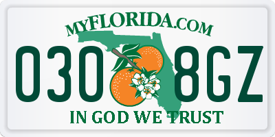 FL license plate 0308GZ