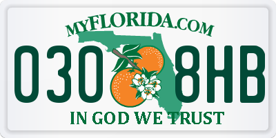 FL license plate 0308HB