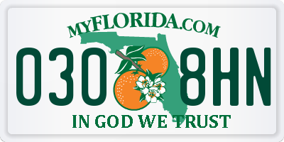 FL license plate 0308HN