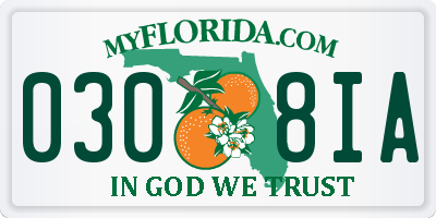 FL license plate 0308IA