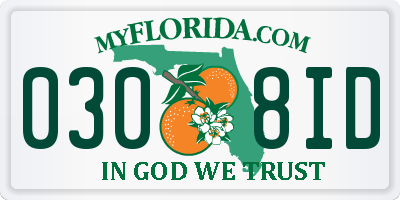 FL license plate 0308ID