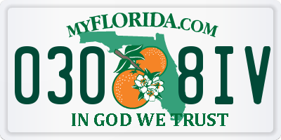 FL license plate 0308IV