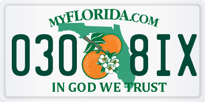 FL license plate 0308IX