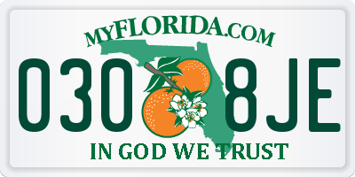 FL license plate 0308JE