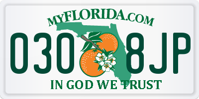FL license plate 0308JP