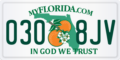 FL license plate 0308JV