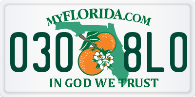 FL license plate 0308LO