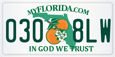 FL license plate 0308LW