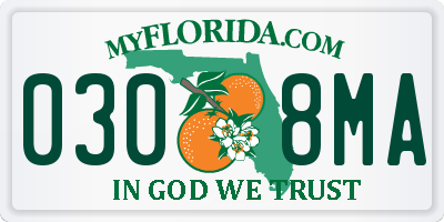 FL license plate 0308MA