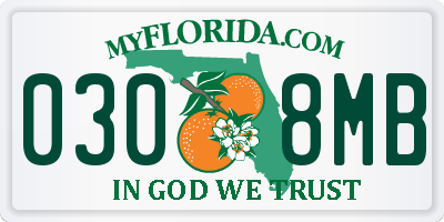 FL license plate 0308MB