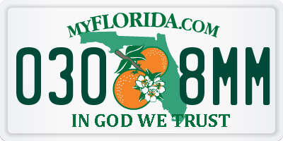 FL license plate 0308MM