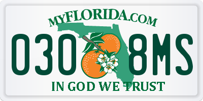 FL license plate 0308MS
