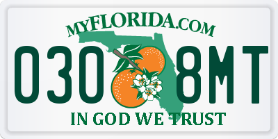 FL license plate 0308MT