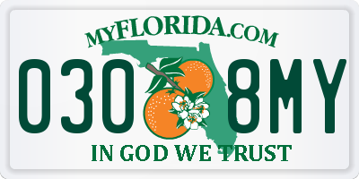 FL license plate 0308MY