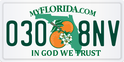 FL license plate 0308NV