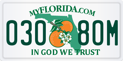 FL license plate 0308OM