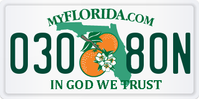 FL license plate 0308ON