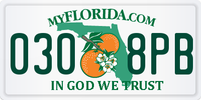 FL license plate 0308PB