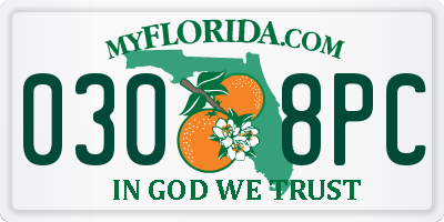 FL license plate 0308PC