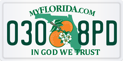 FL license plate 0308PD