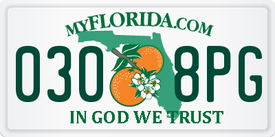 FL license plate 0308PG