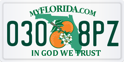 FL license plate 0308PZ