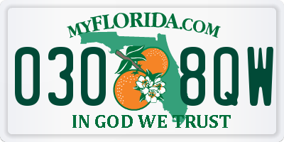 FL license plate 0308QW