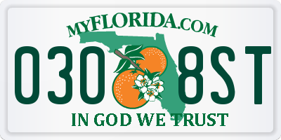 FL license plate 0308ST