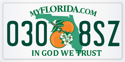 FL license plate 0308SZ