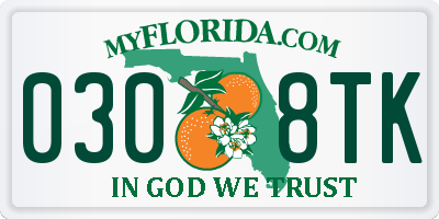 FL license plate 0308TK
