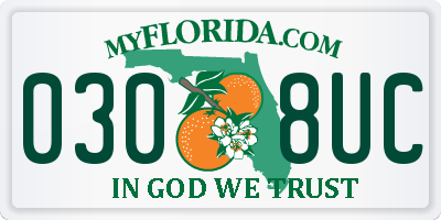 FL license plate 0308UC