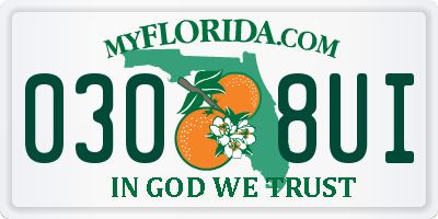 FL license plate 0308UI