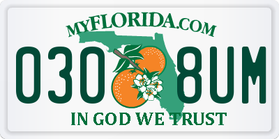 FL license plate 0308UM