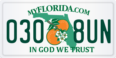 FL license plate 0308UN