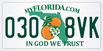 FL license plate 0308VK