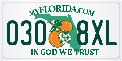 FL license plate 0308XL