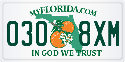 FL license plate 0308XM