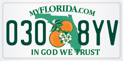 FL license plate 0308YV