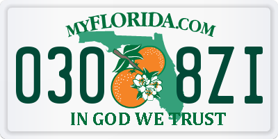 FL license plate 0308ZI