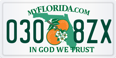 FL license plate 0308ZX