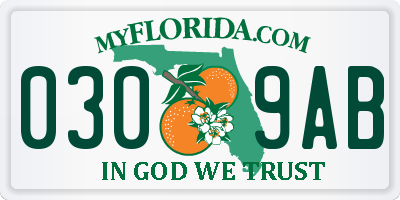 FL license plate 0309AB
