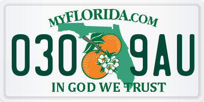 FL license plate 0309AU
