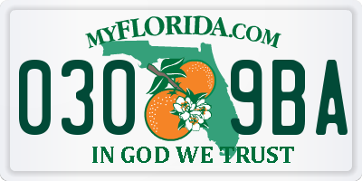FL license plate 0309BA