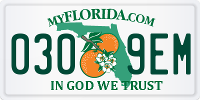 FL license plate 0309EM