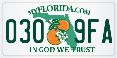 FL license plate 0309FA