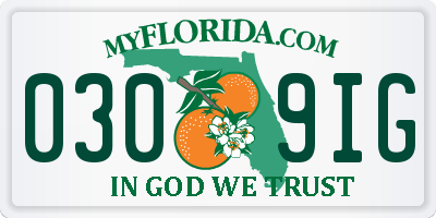 FL license plate 0309IG